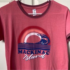Mackinac Island Pink Graphic Ringer T-Shirt